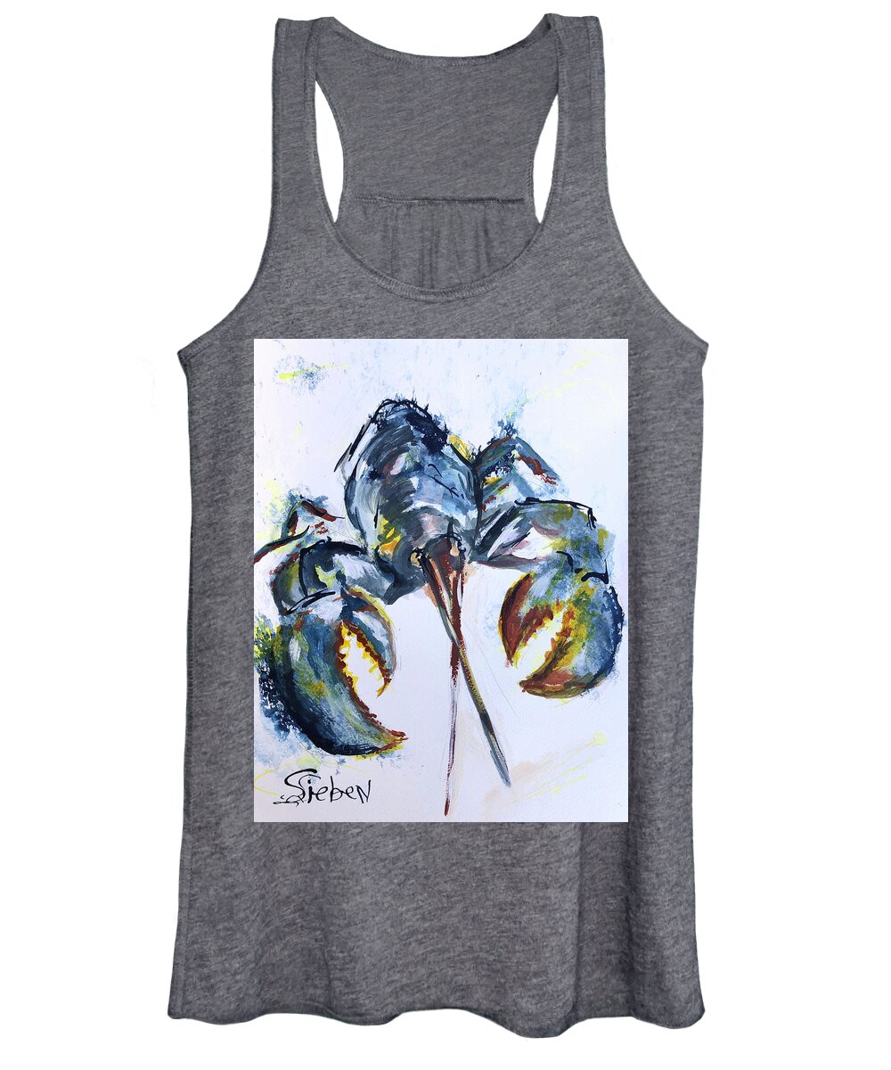 Contemporary Women's Tank Top featuring the painting Blue Lobster by Sharon Sieben
