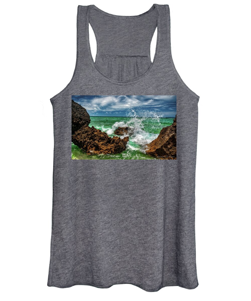 Rocks Women's Tank Top featuring the photograph Blue Meets Green by Christopher Holmes