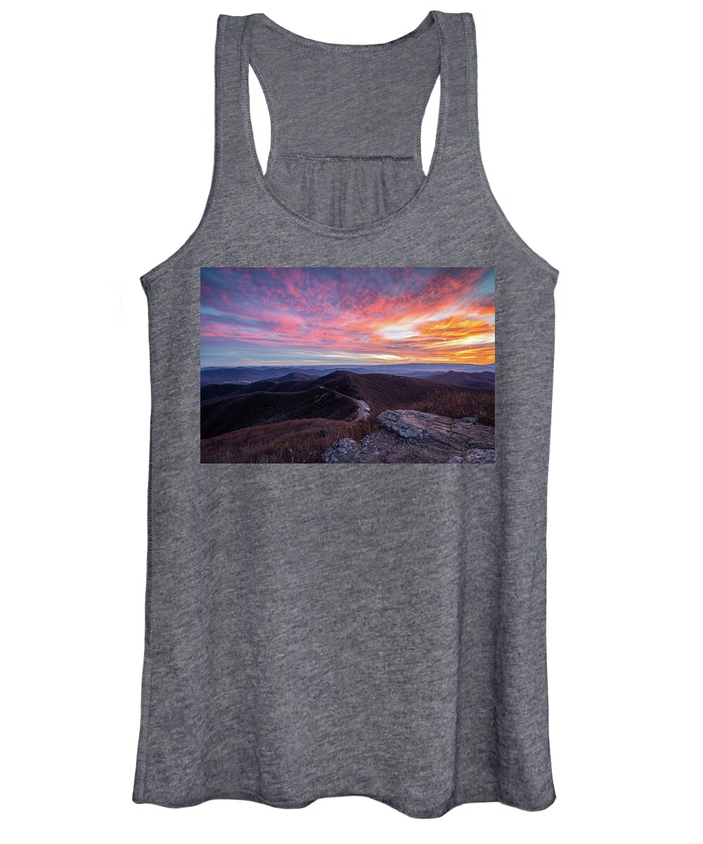 Outdoors Women's Tank Top featuring the photograph Blue Ridge Parkway NC Craggy Fire by Robert Stephens