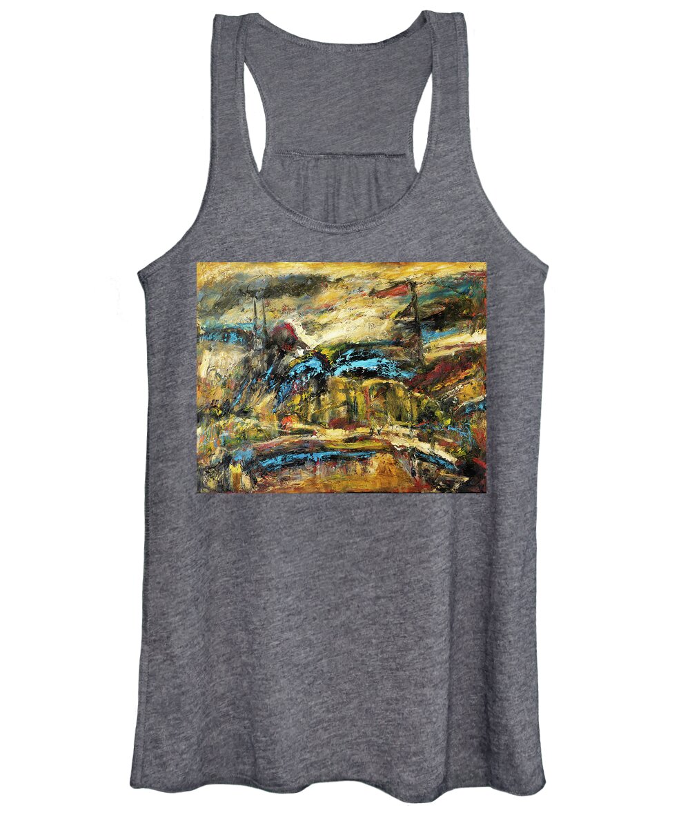 Abstract Women's Tank Top featuring the painting Blue streak by Jeremy Holton