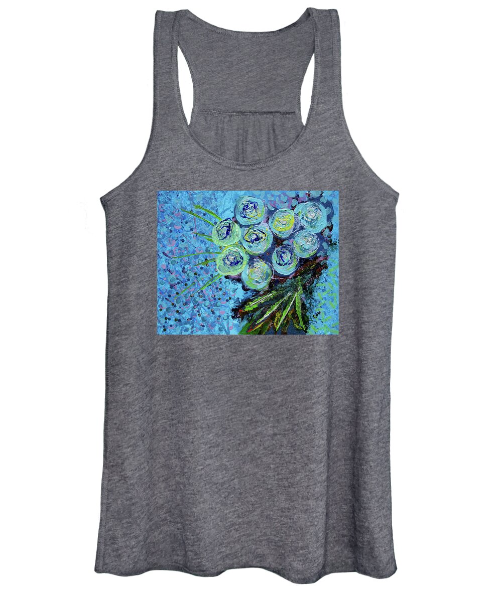 Floral Women's Tank Top featuring the painting Blues Bouquet by Corinne Carroll