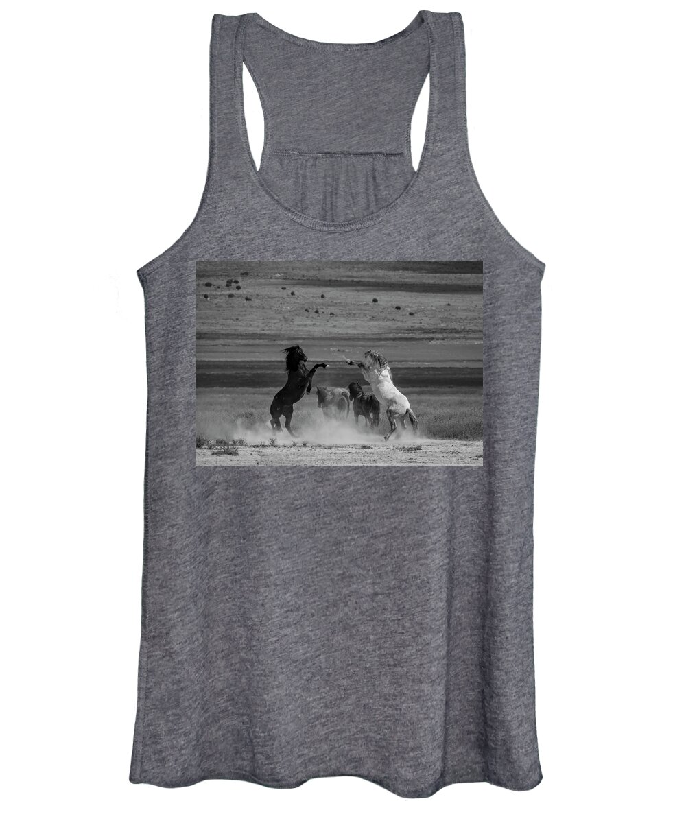 Face Mask Women's Tank Top featuring the photograph BnW Face Mask Standing by Dirk Johnson