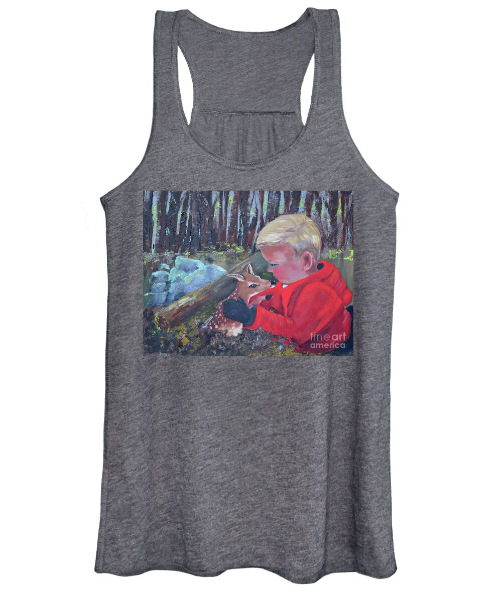  Women's Tank Top featuring the painting Bo comforting Faith by Jan Dappen