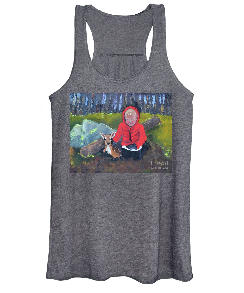  Women's Tank Top featuring the painting Bo Petting Faith by Jan Dappen