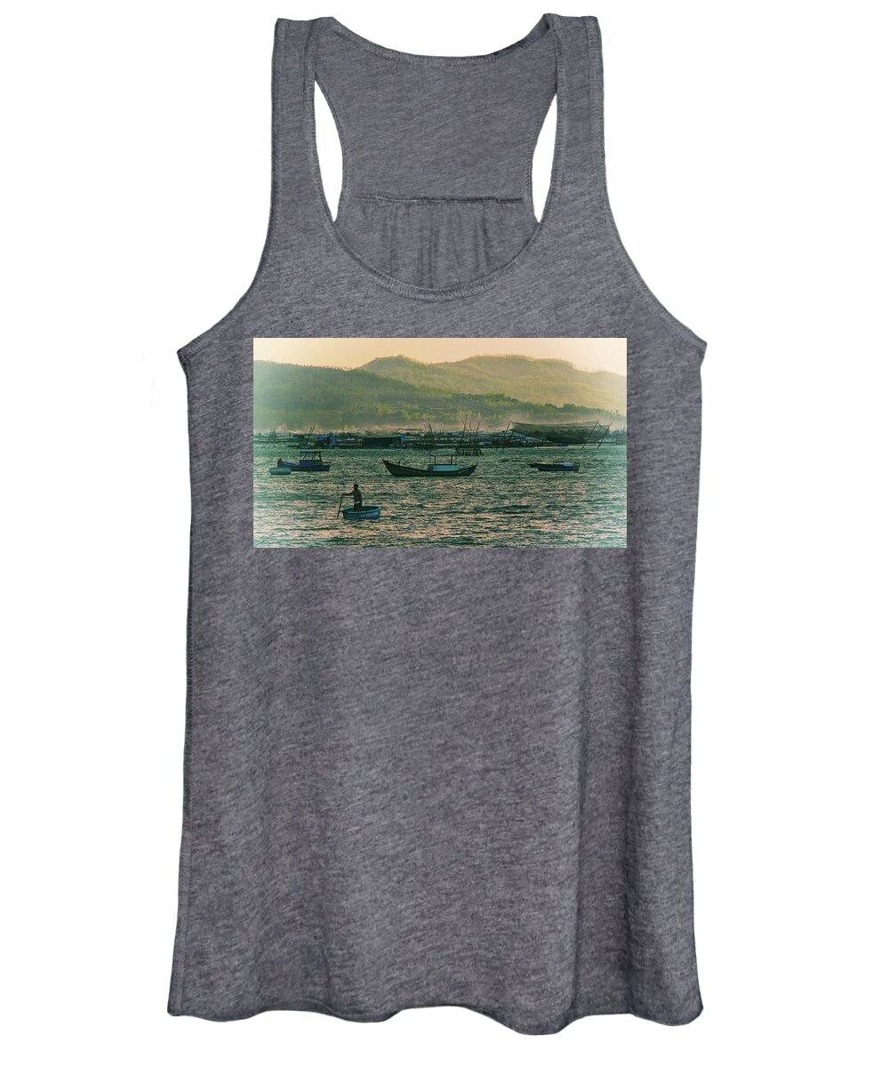 Boat Women's Tank Top featuring the photograph Boats in the Central Vietnam by Robert Bociaga