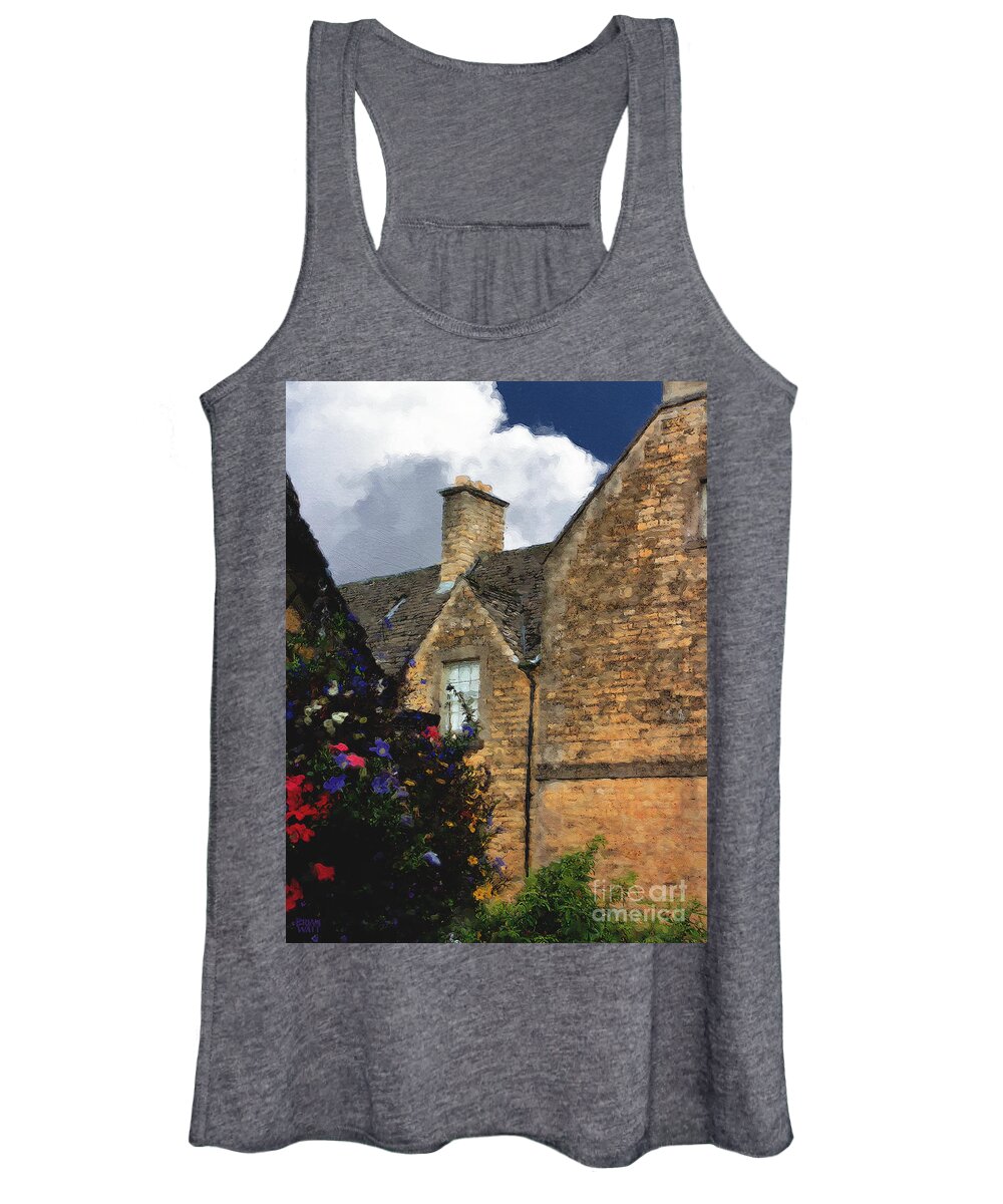 Bourton-on-the-water Women's Tank Top featuring the photograph Bourton Back Alley by Brian Watt