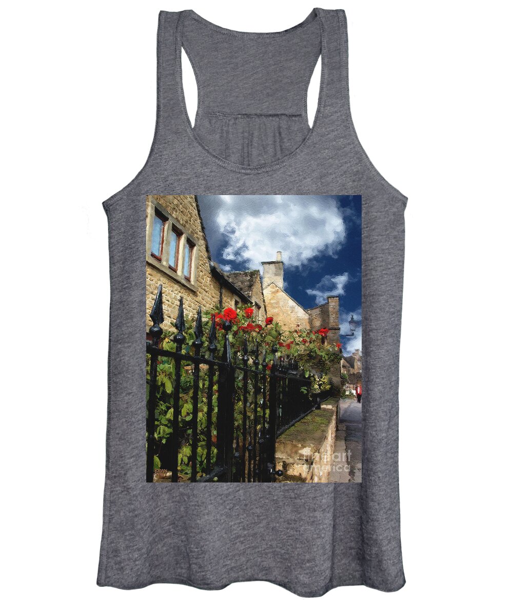 Bourton-on-the-water Women's Tank Top featuring the photograph Bourton Red Roses by Brian Watt