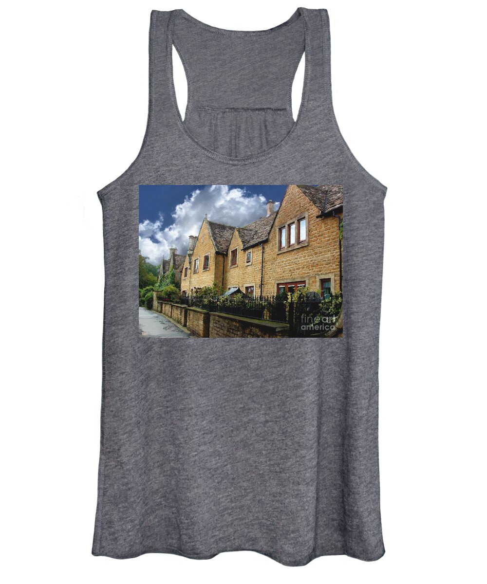 Bourton-on-the-water Women's Tank Top featuring the photograph Bourton Row Houses by Brian Watt