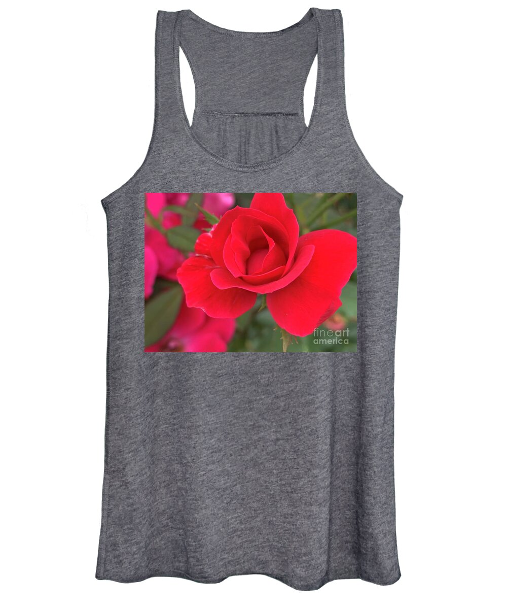 Rose Women's Tank Top featuring the photograph Bright Red Rose by Catherine Wilson