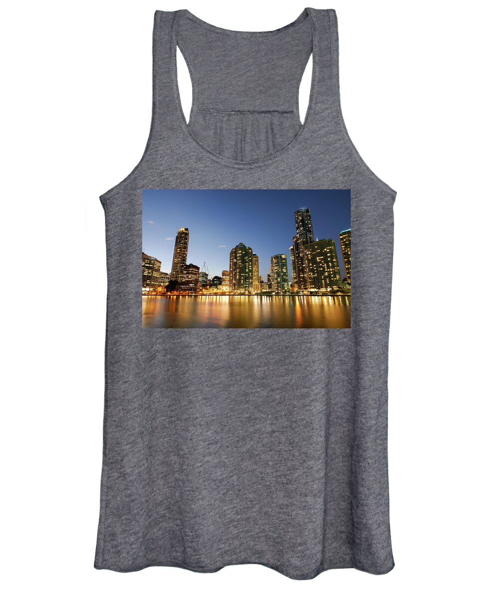 Lit Up Women's Tank Top featuring the photograph Brisbane River by Michael Pole