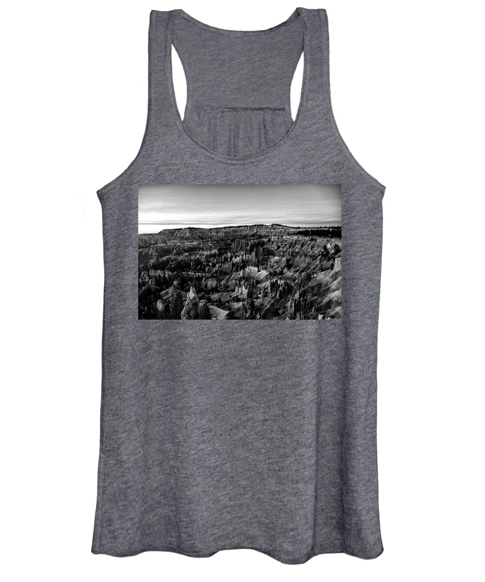 No People Women's Tank Top featuring the photograph Bryce At Sunrise Black and white by Nathan Wasylewski