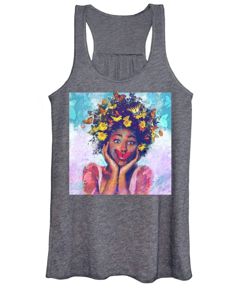 African American Women's Tank Top featuring the digital art Butterfly the Queen by Claudia McKinney