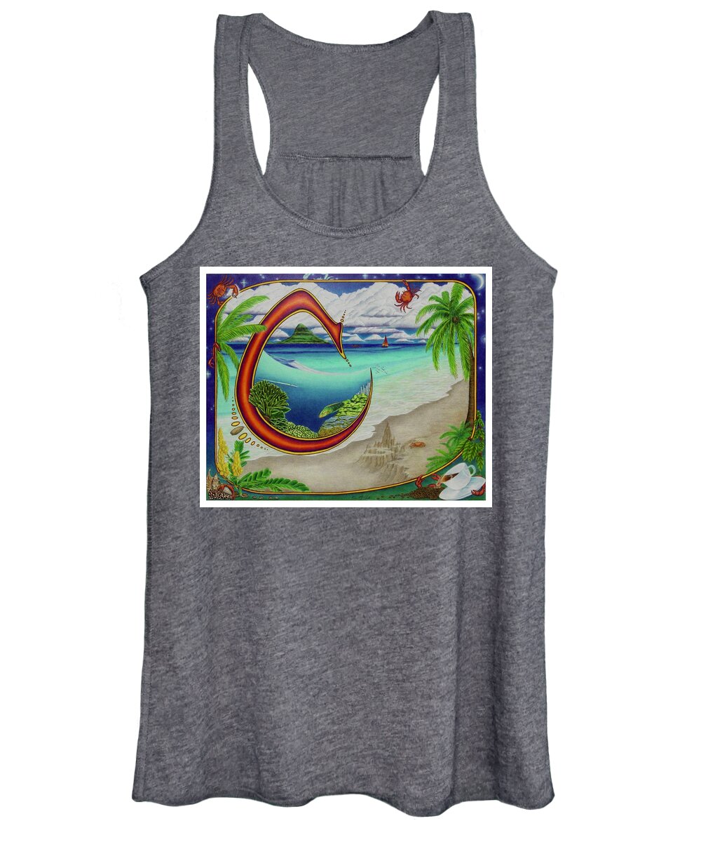 Kim Mcclinton Women's Tank Top featuring the drawing C is for Coral by Kim McClinton