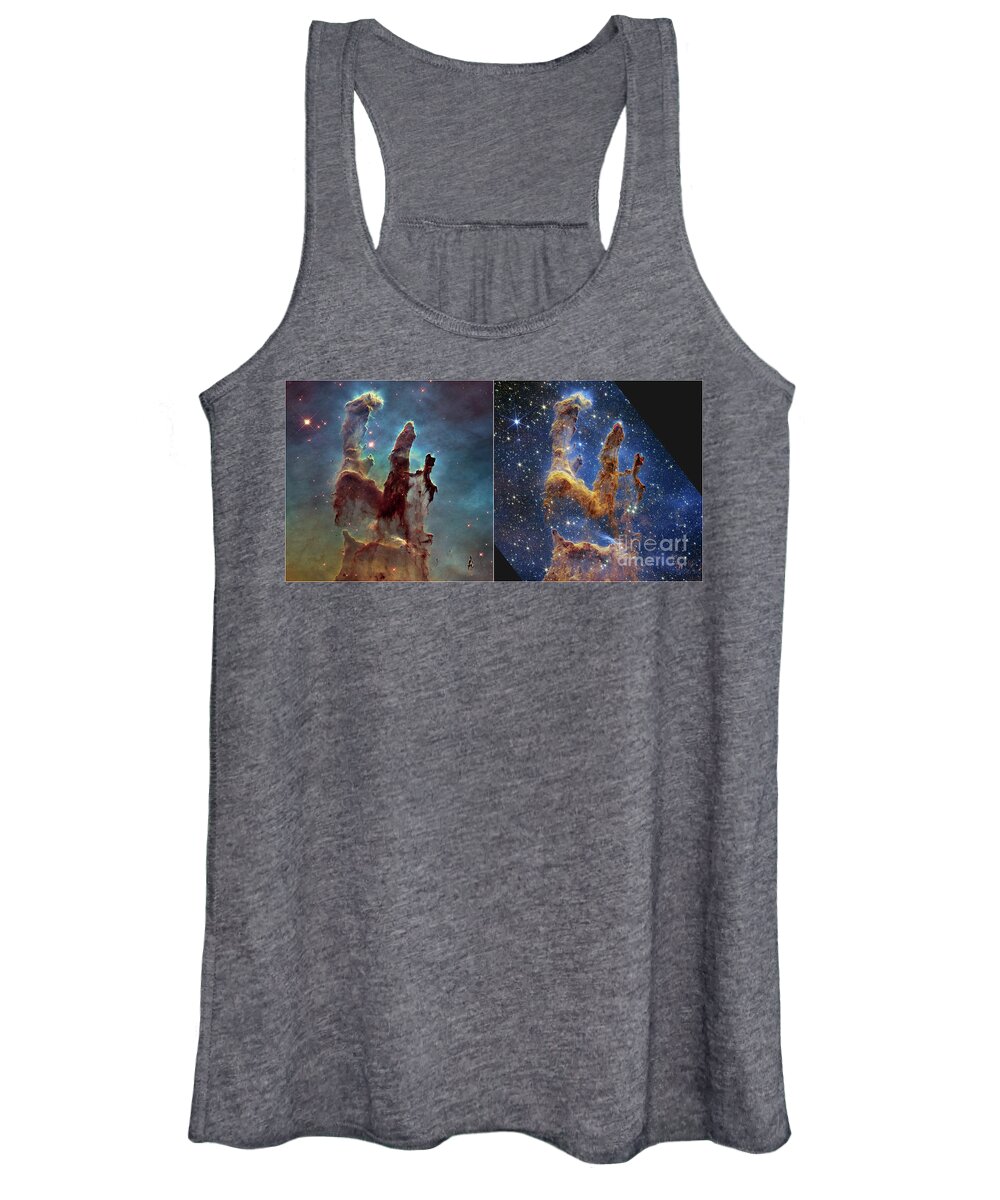 August Women's Tank Top featuring the photograph Pillars of Creation, JWST and Hubble images by Science Photo Library