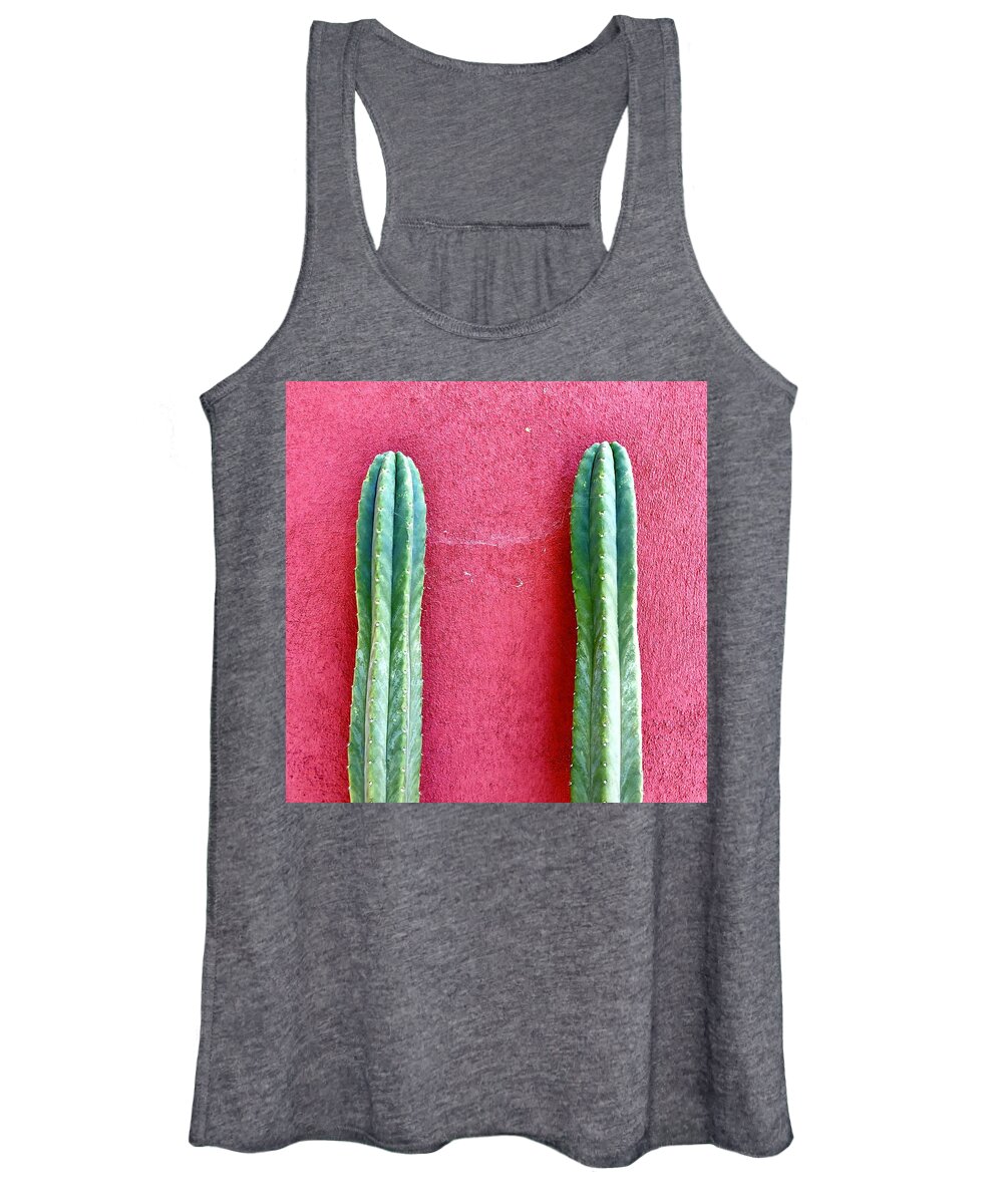  Women's Tank Top featuring the photograph Cactus On Red by Julie Gebhardt