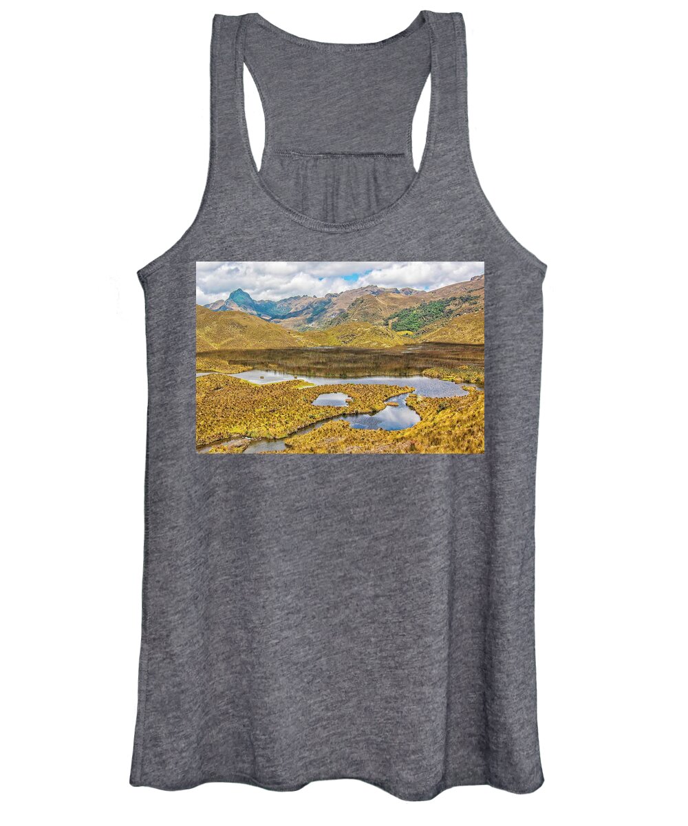 Landscape Women's Tank Top featuring the photograph Cajas Mountains and Flora by Robert McKinstry