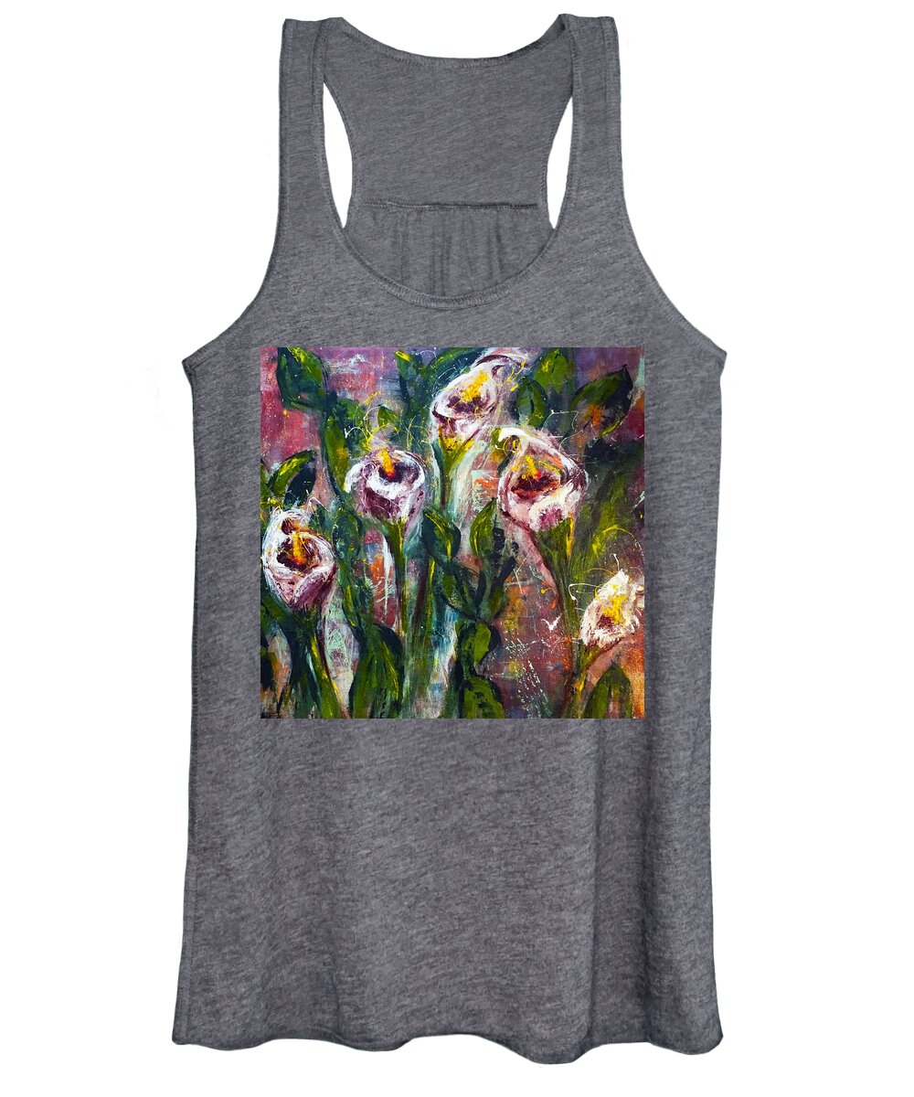 Calla Lily Women's Tank Top featuring the painting Calla Lily Midnight by Joanne Herrmann