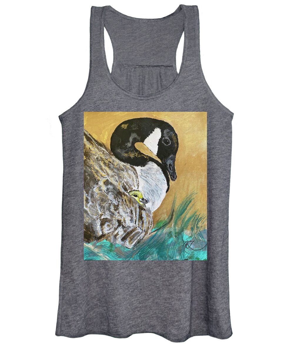 Goose Women's Tank Top featuring the painting Canada Goose and Gosling by Melody Fowler