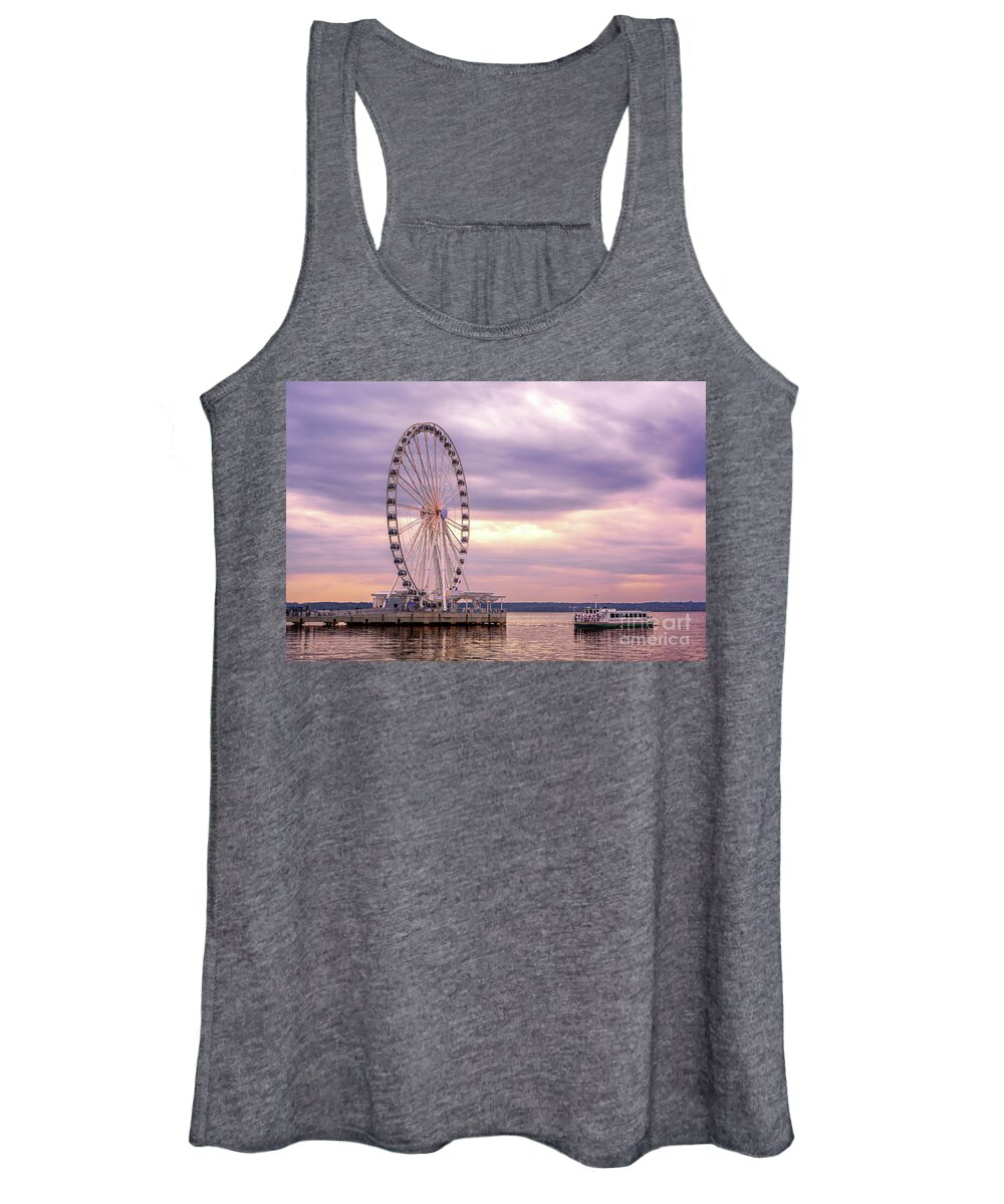 Ferris Wheel Women's Tank Top featuring the photograph Capital Wheel at National Harbor, Maryland by Rehna George