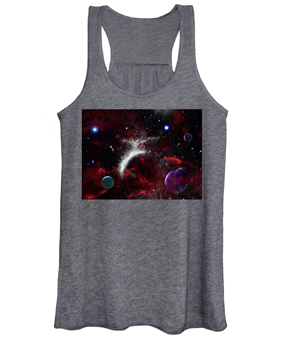  Women's Tank Top featuring the digital art Cataclysm of Planets by Don White Artdreamer