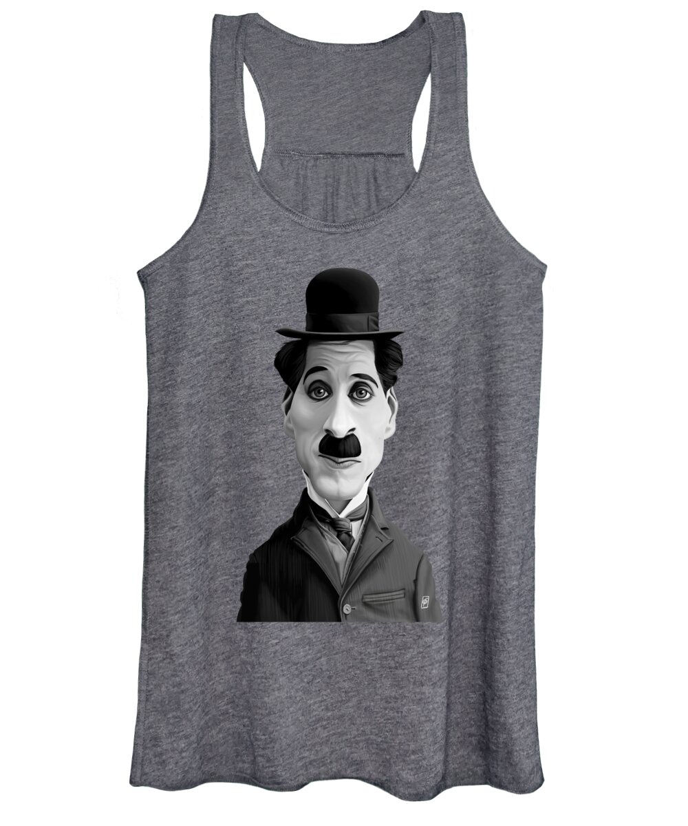Illustration Women's Tank Top featuring the digital art Celebrity Sunday - Charlie Chaplin by Rob Snow