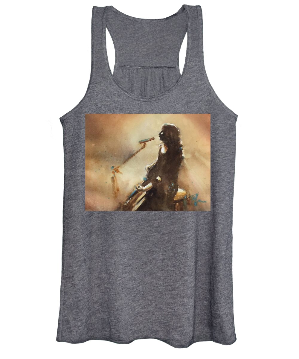 Music Women's Tank Top featuring the painting Center Stage by Judith Levins