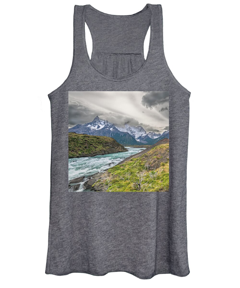 Andes Women's Tank Top featuring the photograph Cerro Paine Grande view from the surroundings of the Salto Grande by Henri Leduc
