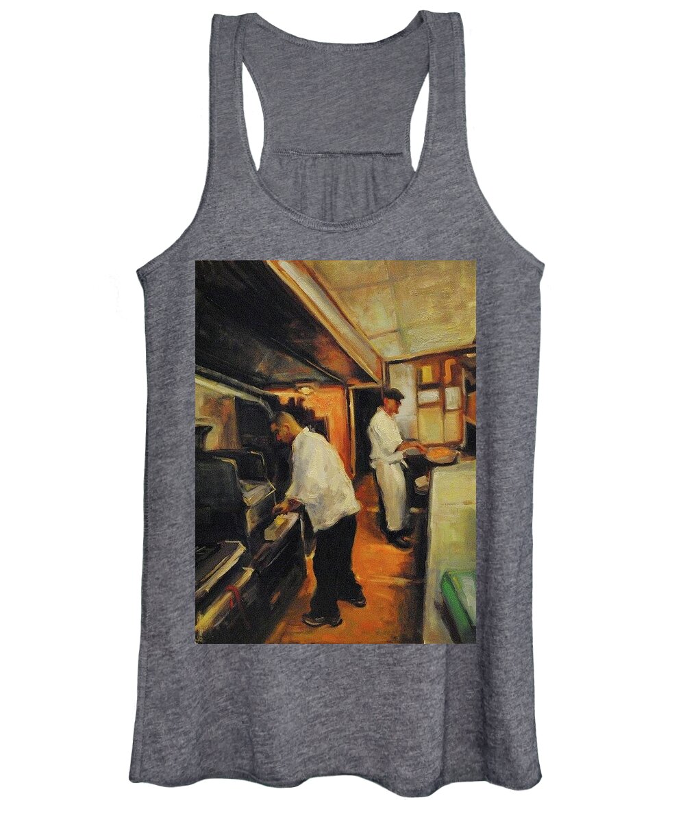 Impressionist Oil Painting Women's Tank Top featuring the painting Chefs at work by Ashlee Trcka