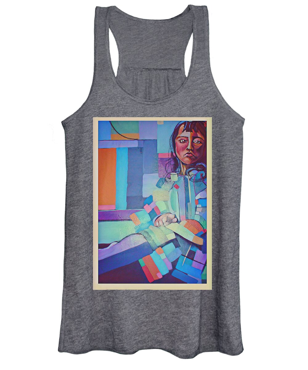 Abstract Portrait Women's Tank Top featuring the painting Cheshire by Try Cheatham