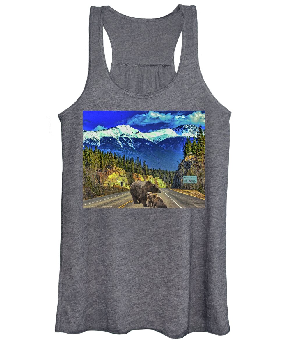 Grizzly Bears Women's Tank Top featuring the digital art Chief in the Mountain by Norman Brule