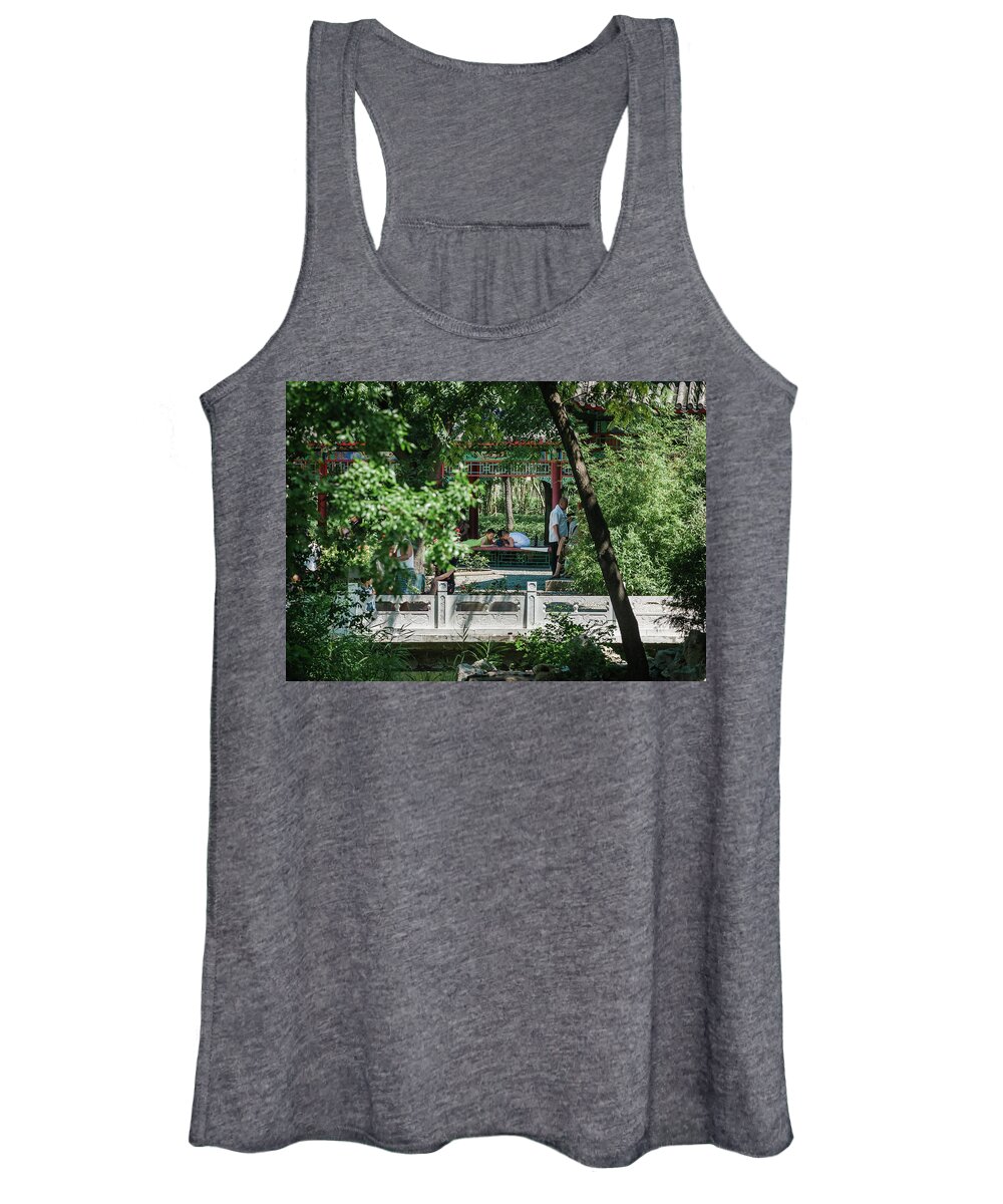 2013 Women's Tank Top featuring the photograph Children playing in a park of Tianjin City by Benoit Bruchez