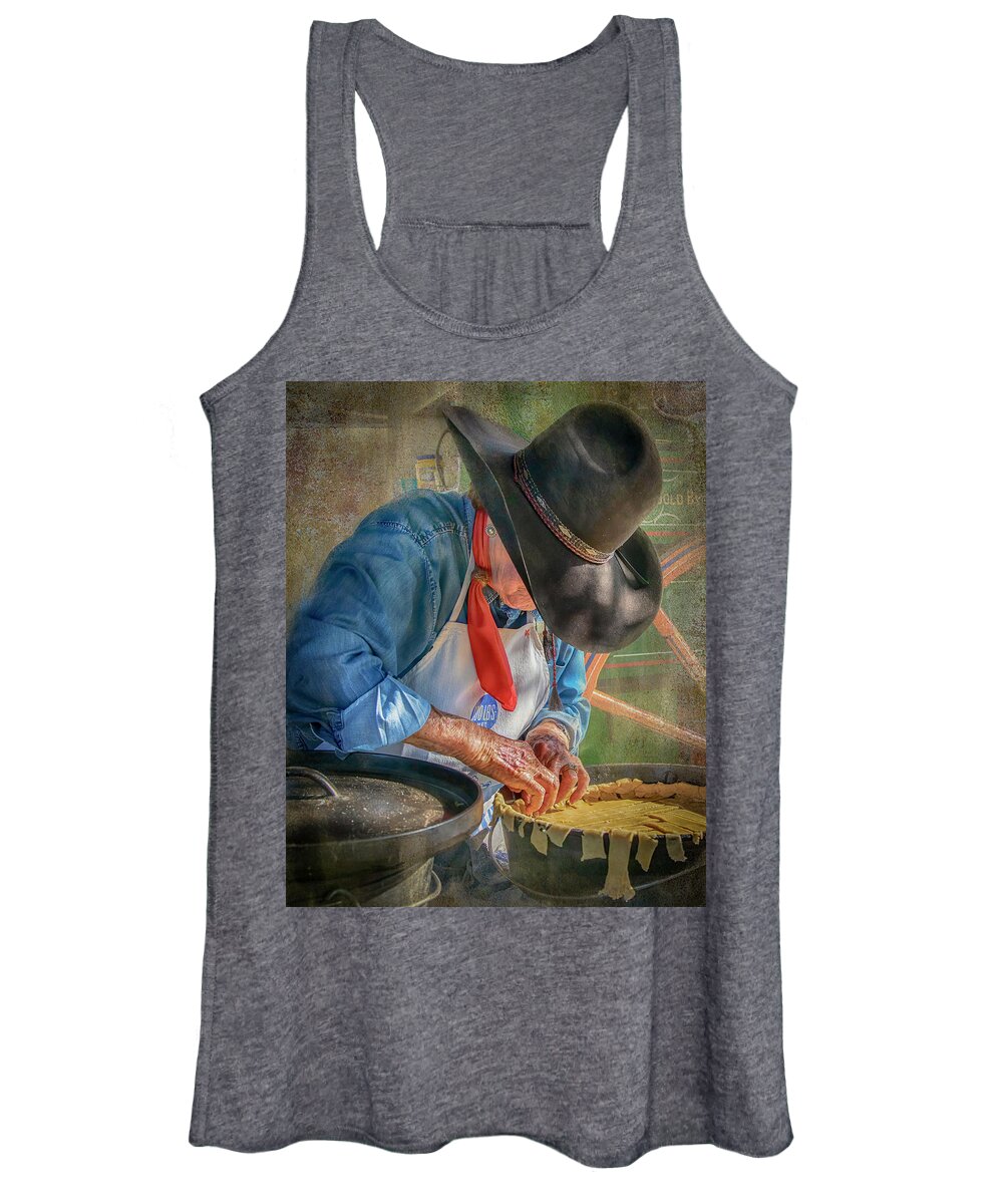 Texas Women's Tank Top featuring the photograph Chuckwagon Cowgirl Print by Harriet Feagin