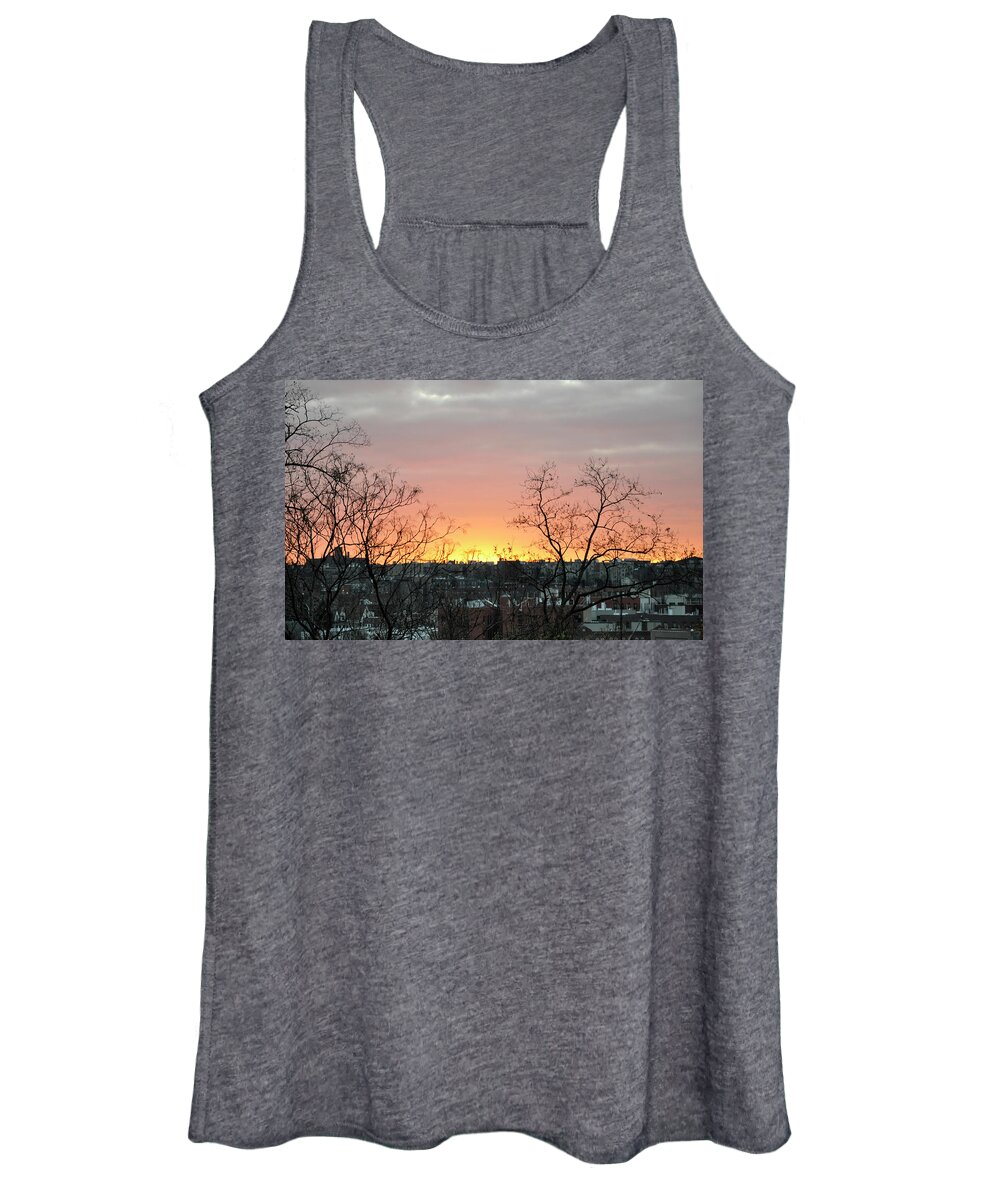 Nyc Sunrise Women's Tank Top featuring the photograph City Scape Sunrise by Sarah McKoy
