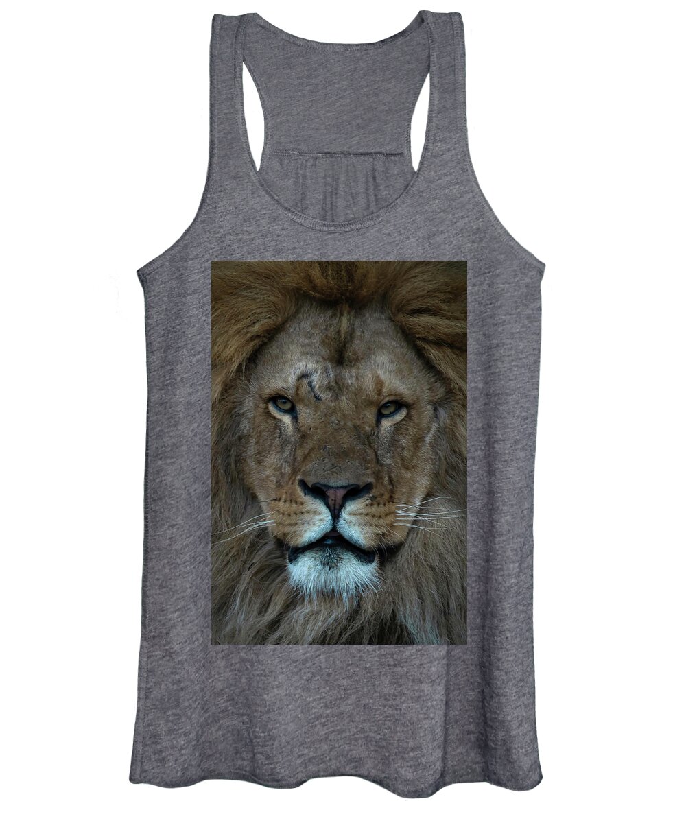 Close-up Women's Tank Top featuring the photograph Close-up Lion by Marjolein Van Middelkoop