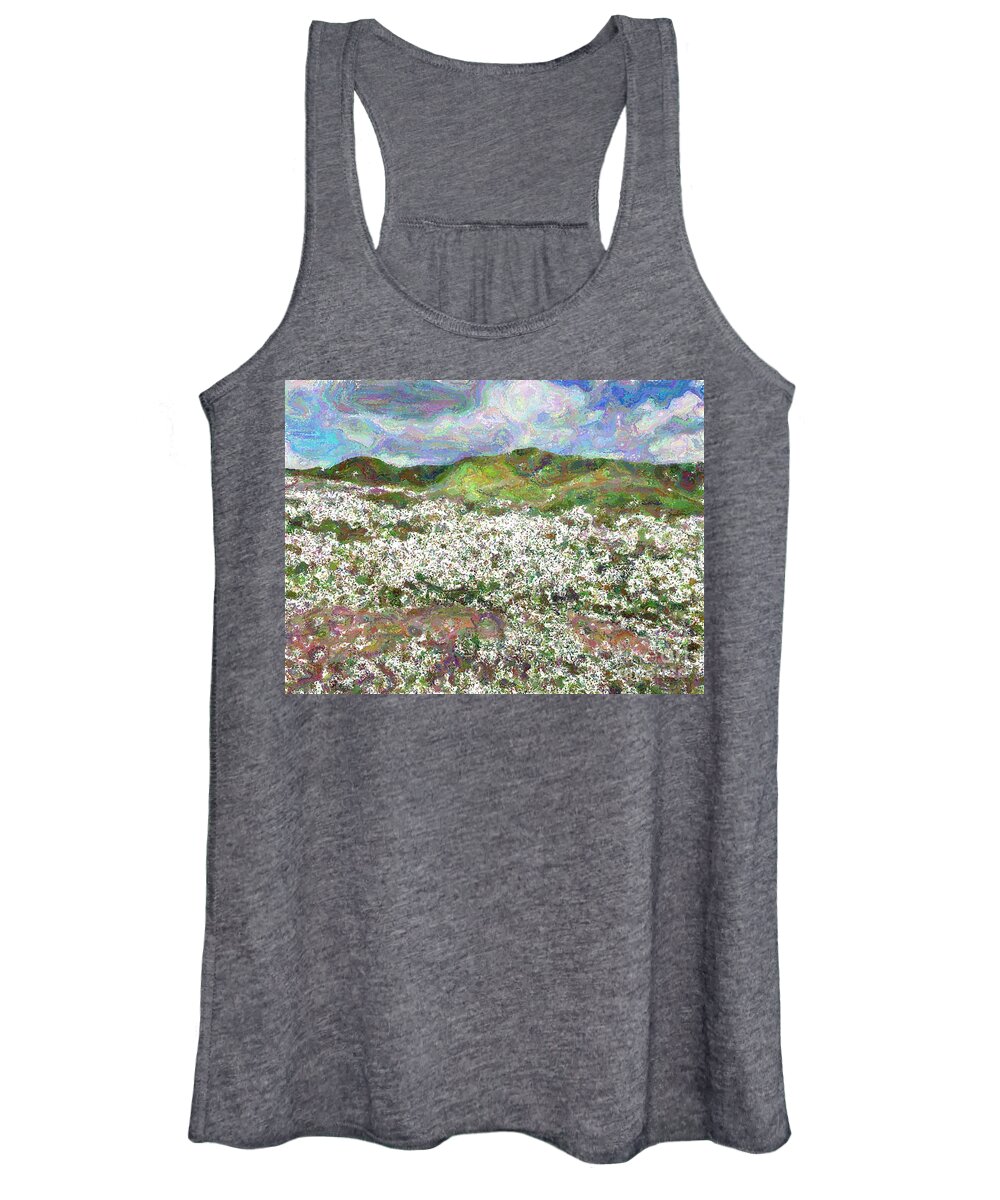 Clouds Women's Tank Top featuring the photograph Cloudy Sky and Wildflowers by Katherine Erickson