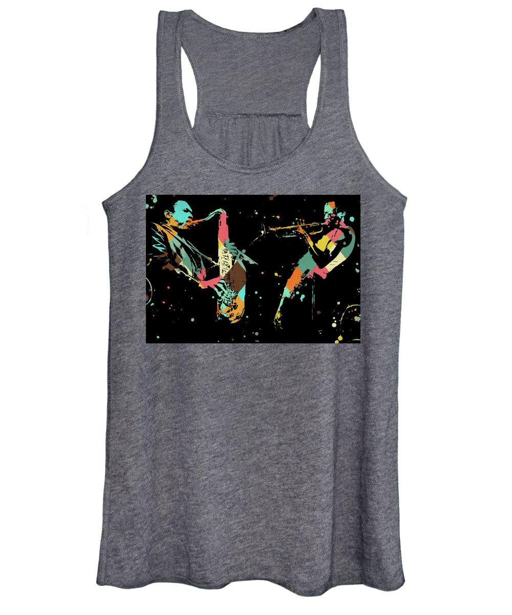 Coltrane And Miles Women's Tank Top featuring the painting Coltrane And Miles by Dan Sproul