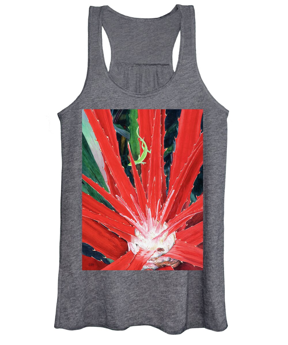 Botanical Women's Tank Top featuring the painting Complimentary Hearts of Flame by Lisa Tennant