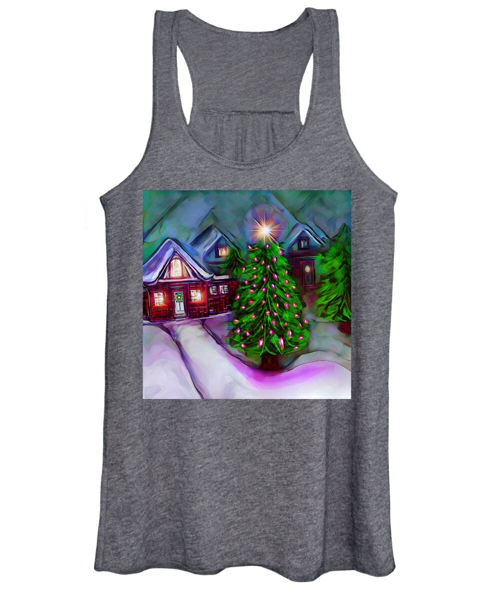 Christmas Women's Tank Top featuring the digital art Cosmic Christmas Hamlet by BelleAme Sommers