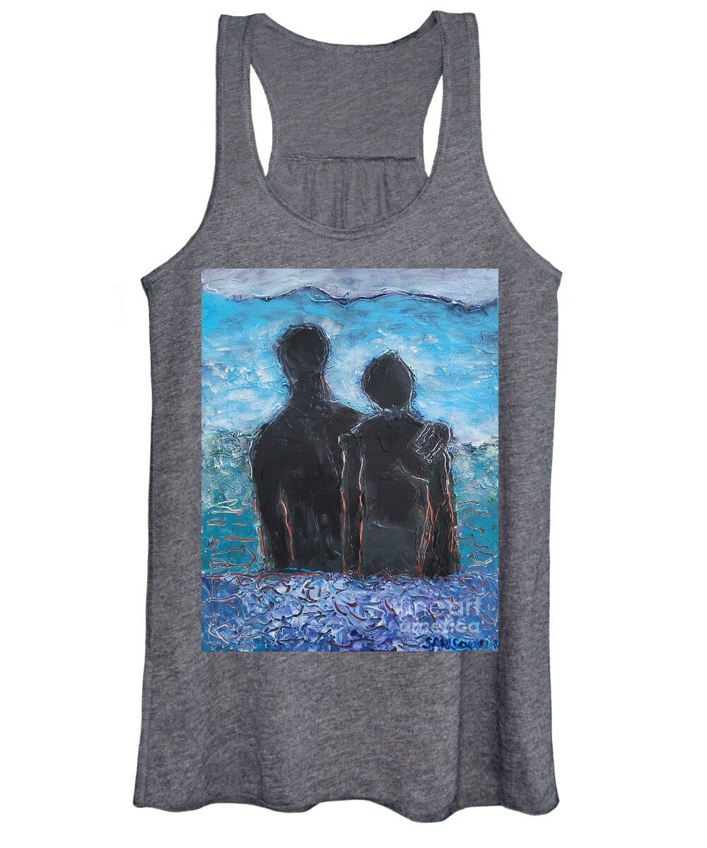  Women's Tank Top featuring the painting Couple Posing in the Ocean by Mark SanSouci