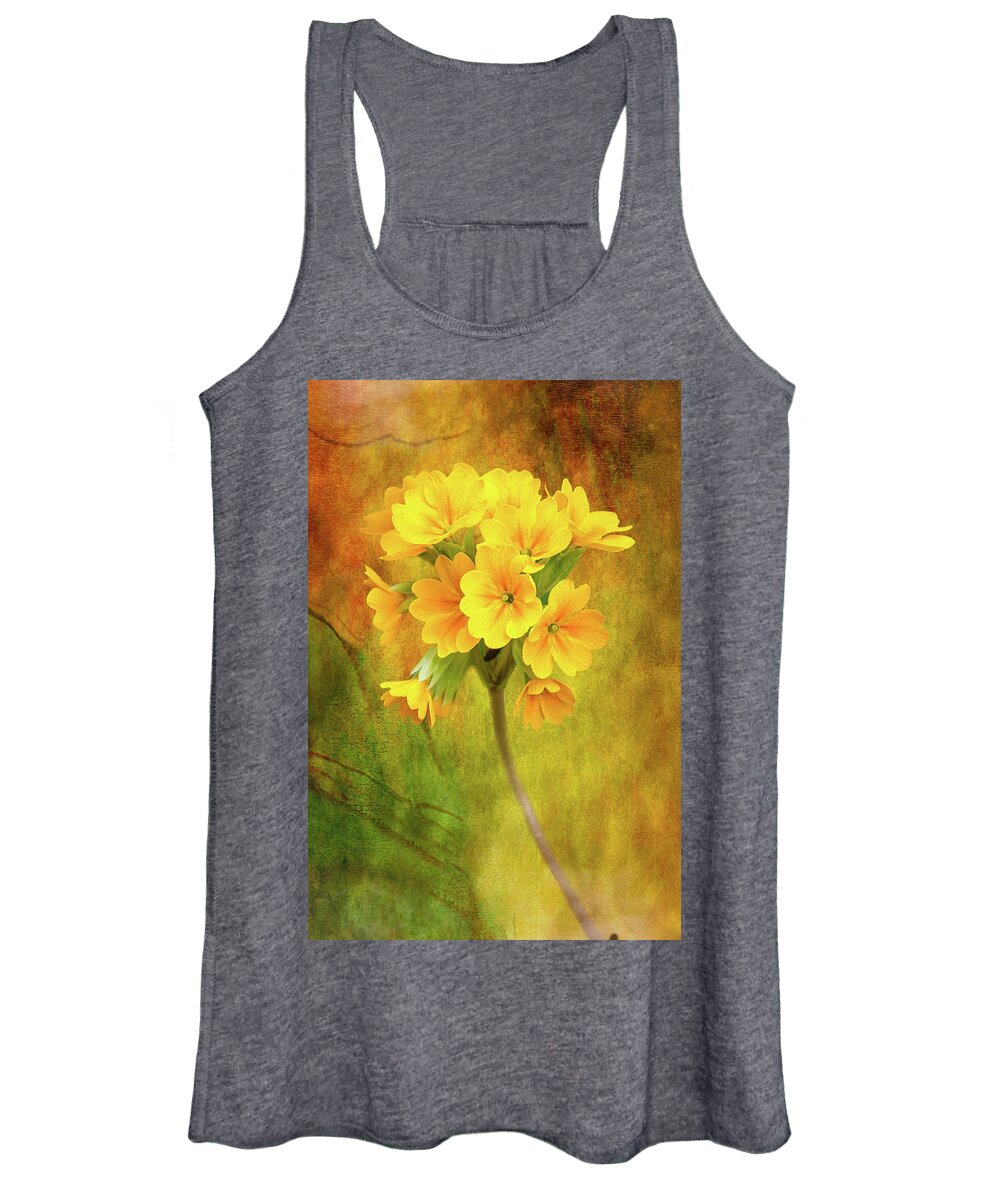 Art Women's Tank Top featuring the photograph Cowslips against textured background by Sue Leonard