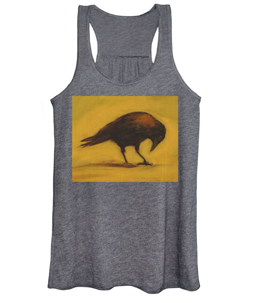 Crow Women's Tank Top featuring the painting Crow 11 cropped version by David Ladmore