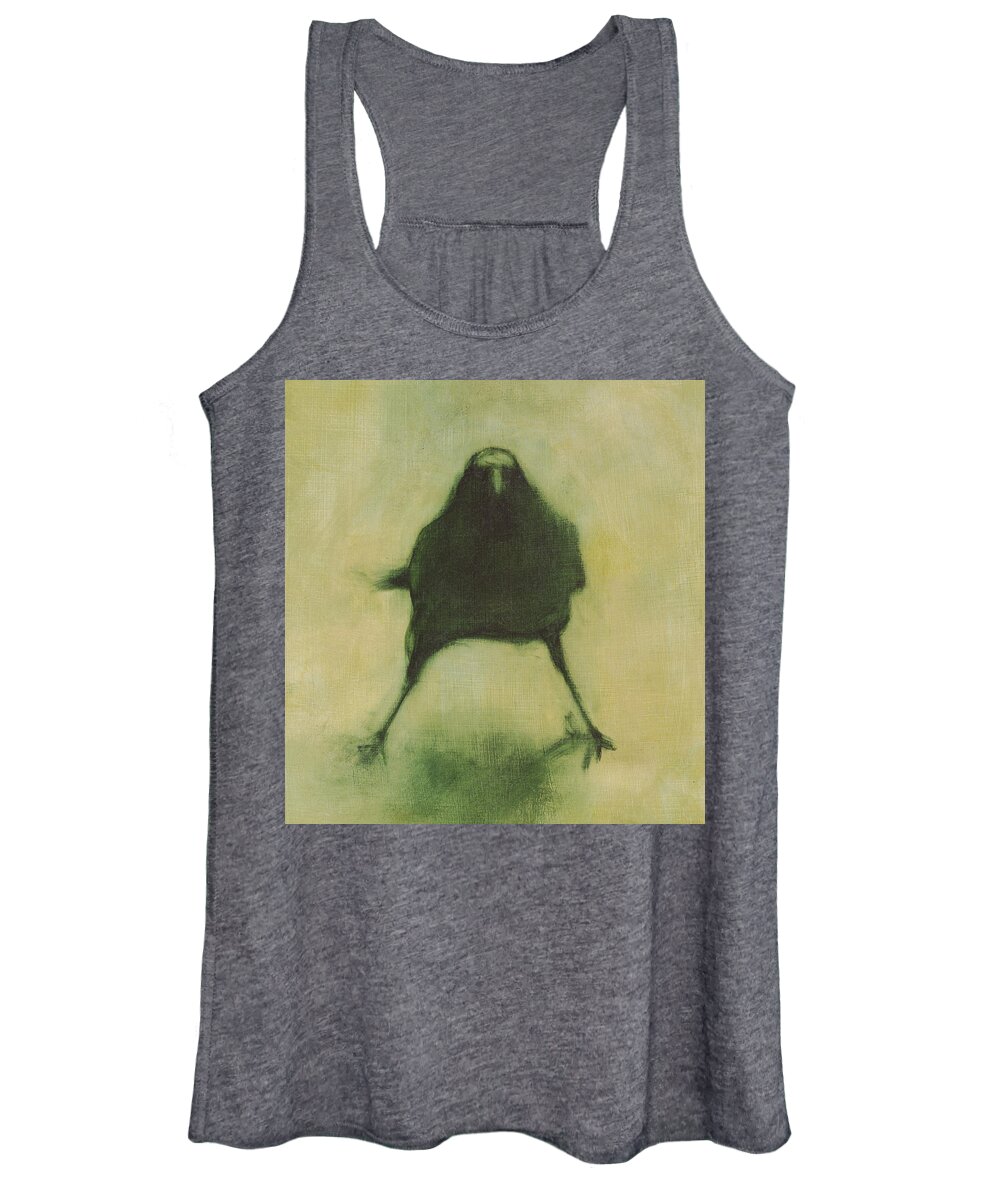 Crow Women's Tank Top featuring the painting Crow 6 cropped version by David Ladmore