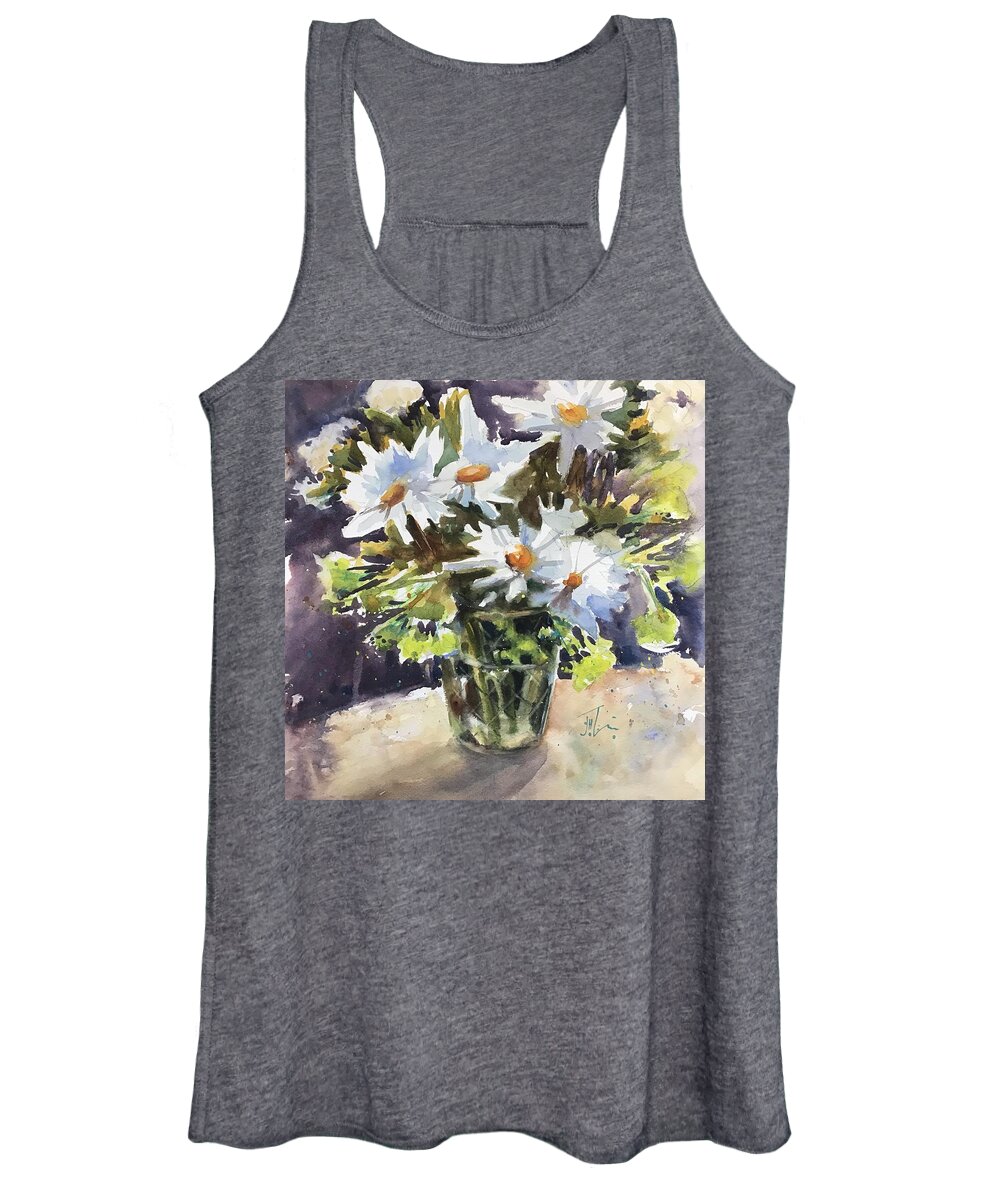 Floral Women's Tank Top featuring the painting Daisies by Judith Levins