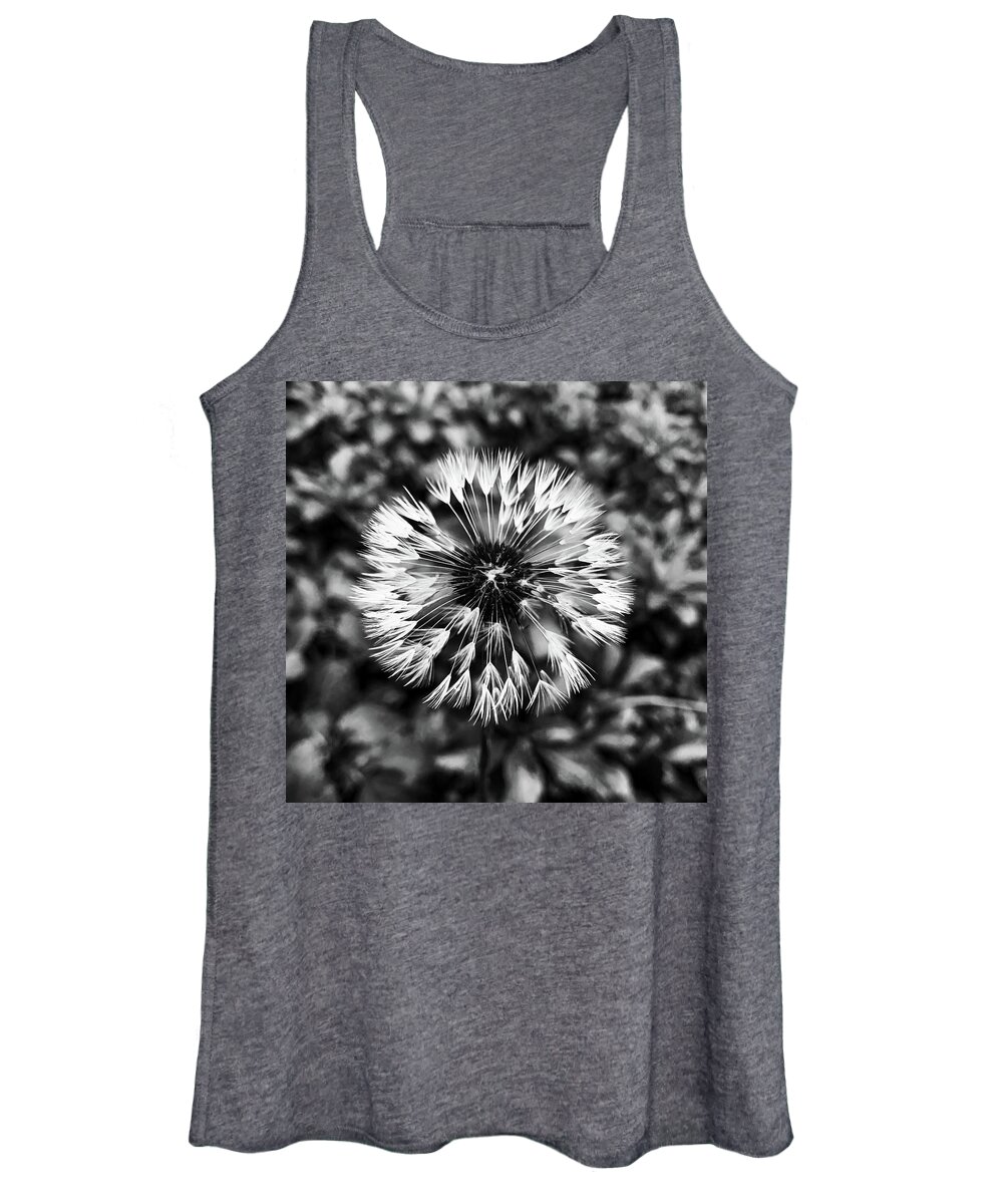 Flowers Women's Tank Top featuring the photograph Dandelion In Black And White by Jim Feldman