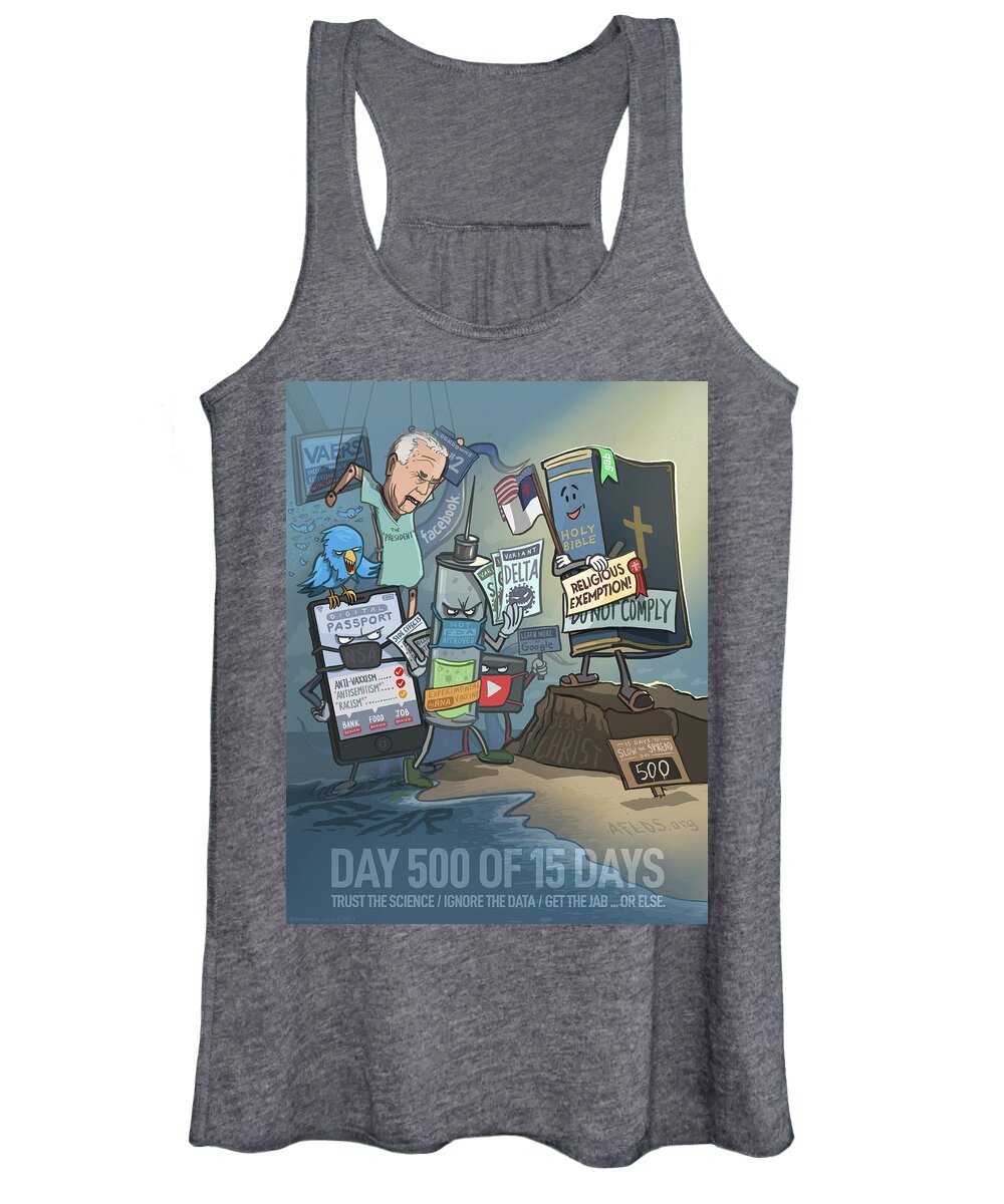 Covid-19 Women's Tank Top featuring the digital art Day 500 of 15 Days by Emerson Design