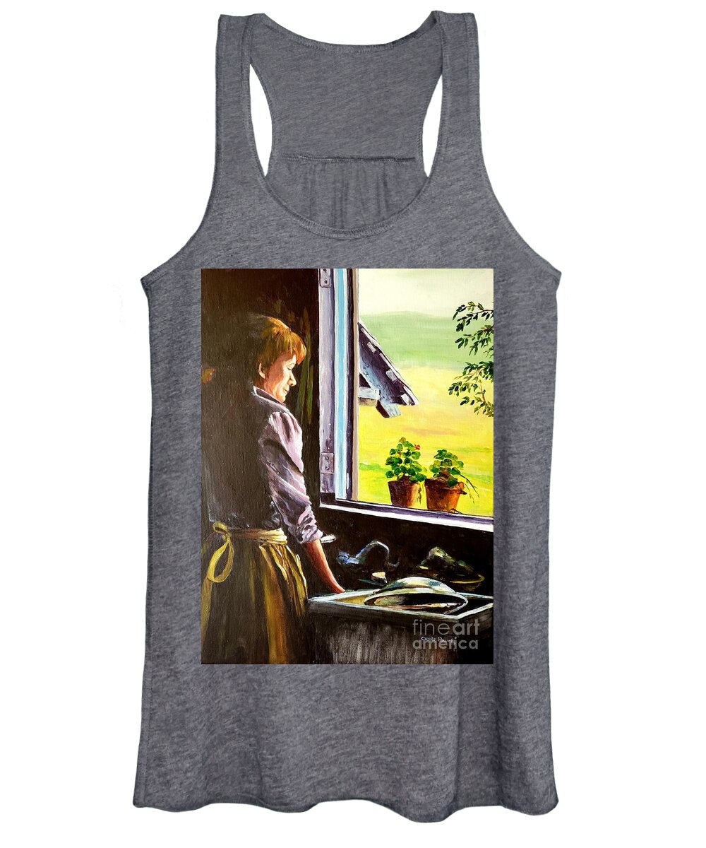 Gazing Women's Tank Top featuring the painting Daydreaming by Carole Powell