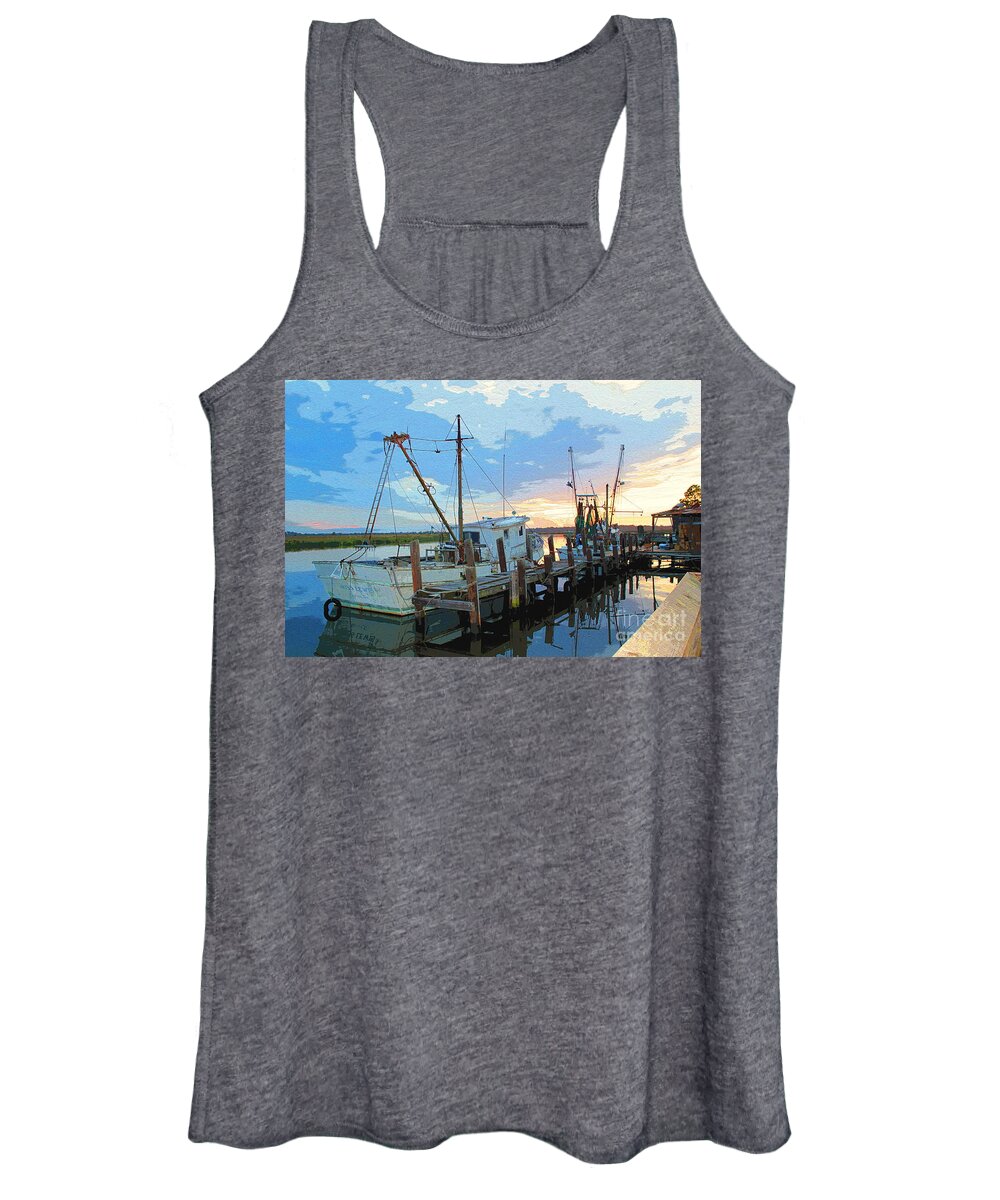 Sunset Women's Tank Top featuring the photograph Day's End in Darien by Sea Change Vibes