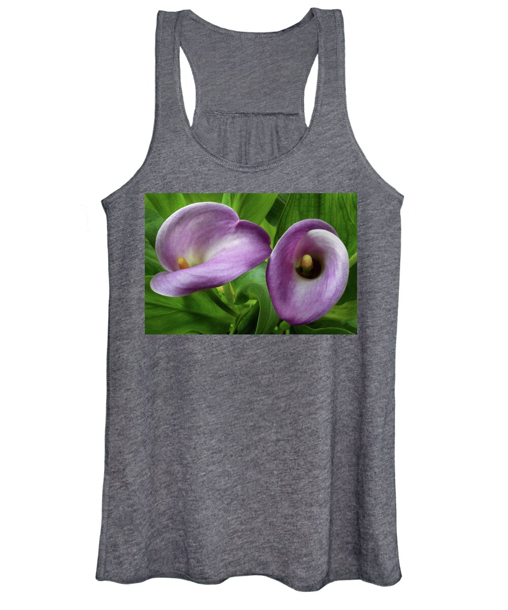 Calla Lilly Women's Tank Top featuring the photograph Delighful Callas by Terence Davis