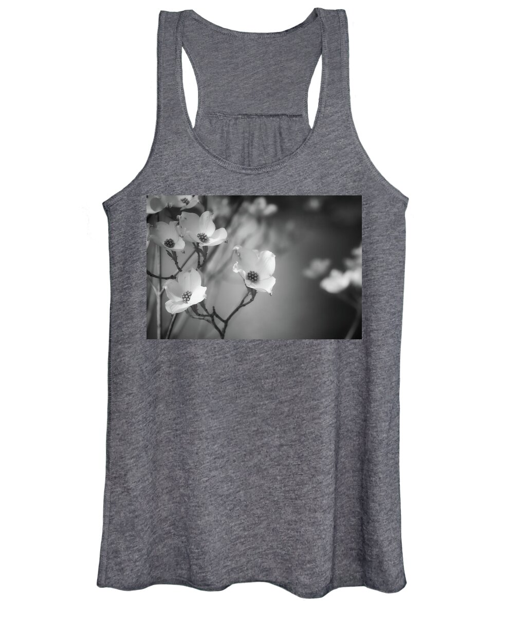 Black And White Photography Women's Tank Top featuring the photograph Dogwood in Black and White by Steph Gabler