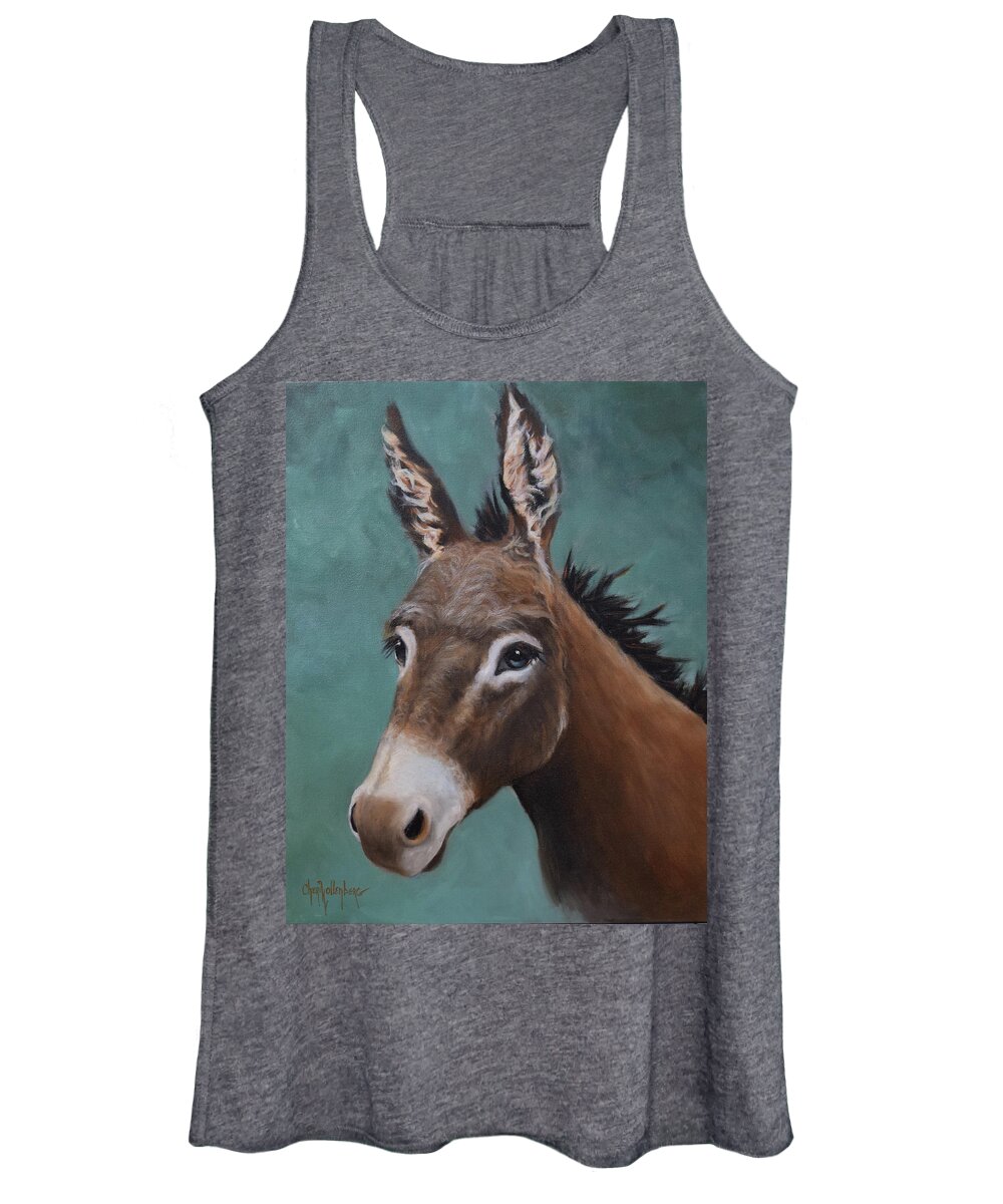 Donkey Women's Tank Top featuring the painting Donkey 2 by Cheri Wollenberg by Cheri Wollenberg